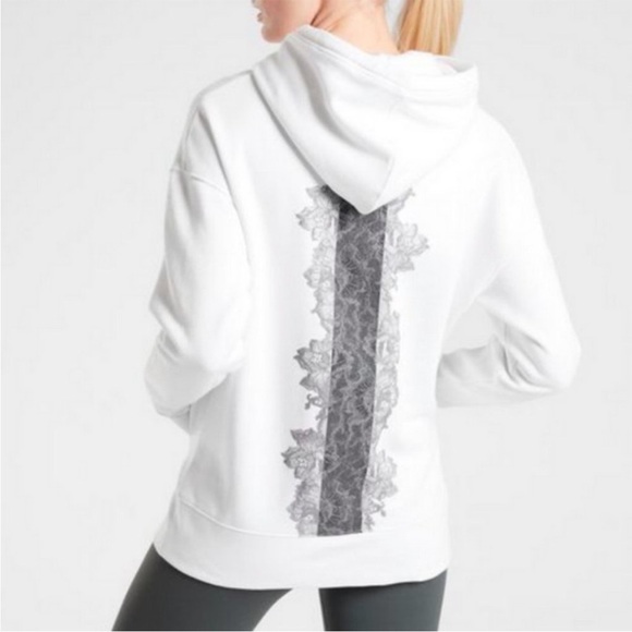 Athleta Sweaters - Athleta Rose Lace Tunic White Hoodie
